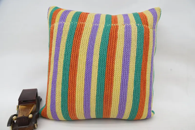 18x18 Orange Pillow Cover, Pillow Cover, Pillow for Sofa, Home Decor Pillow, Turkish Kilim Pillow, Cotton Pillow, Authentic Cushion Case - 1