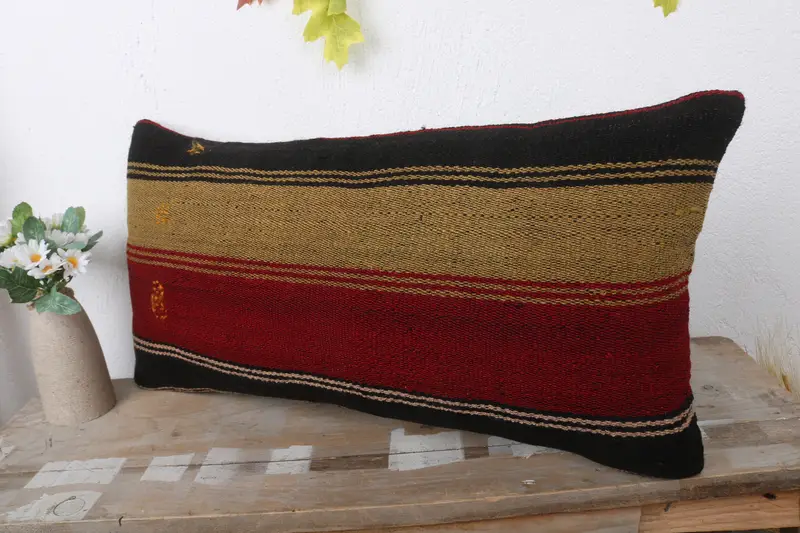 Comfy Throw Pillow Sham, 12x24 Red Pillow Cover, Pillow for Sofa, Bolster Throw Cushion, Cushion Case, Turkish Pillow, Boho Pillow Sham Cover - 4