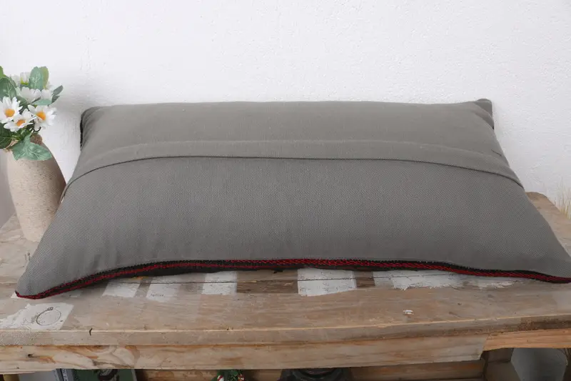 Comfy Throw Pillow Sham, 12x24 Red Pillow Cover, Pillow for Sofa, Bolster Throw Cushion, Cushion Case, Turkish Pillow, Boho Pillow Sham Cover - 7
