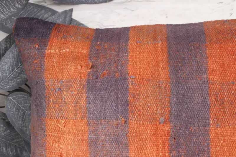 Authentic Cushion Cover, Bright Cushion, Cushion Case, Boho Pillow, Kilim Cushion Sham, 12x20 Orange Cushion Cover, Boho Pillow Sham Cover - 2
