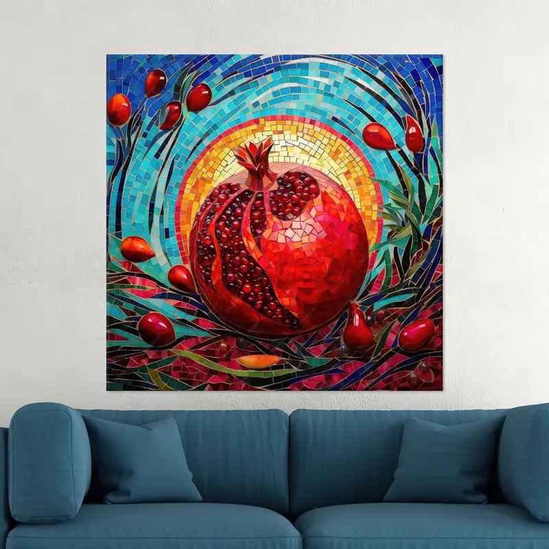 Pomegranate Canvas Wall Art, Red Wall Decor, Blue Canvas Decor, Abstract Wall Art, Kitchen Decor, Modern Wall Art, Home Decor, Wall Art, - 2