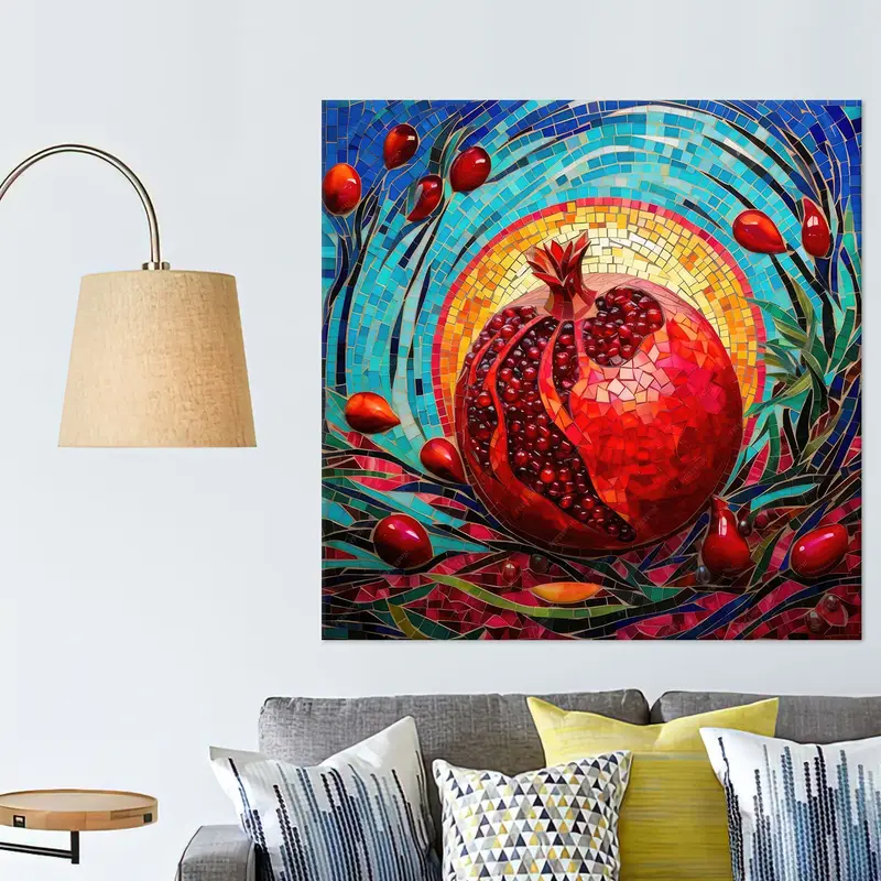 Pomegranate Canvas Wall Art, Red Wall Decor, Blue Canvas Decor, Abstract Wall Art, Kitchen Decor, Modern Wall Art, Home Decor, Wall Art, - 3