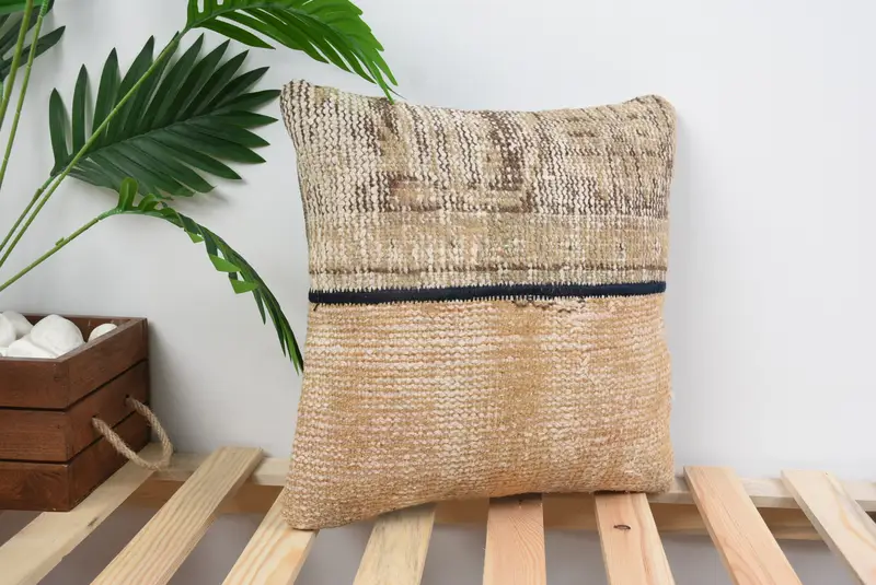 Interior Designer Pillow, Nautical Throw Pillow Sham, Bench Pillow, Throw Kilim Pillow, 14x14 Yellow Cushion Case, Pillow Case, Antique Pillows - 4