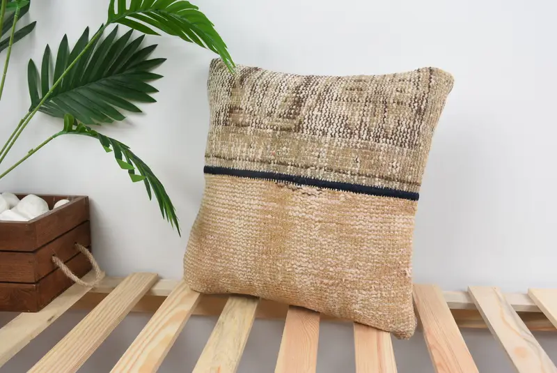 Interior Designer Pillow, Nautical Throw Pillow Sham, Bench Pillow, Throw Kilim Pillow, 14x14 Yellow Cushion Case, Pillow Case, Antique Pillows - 5