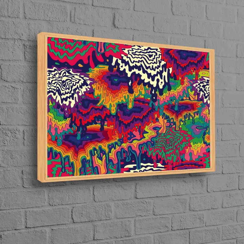 鮮やかなトリッピー タペストリー アート プリント キャンバス - サイケデリックな抽象