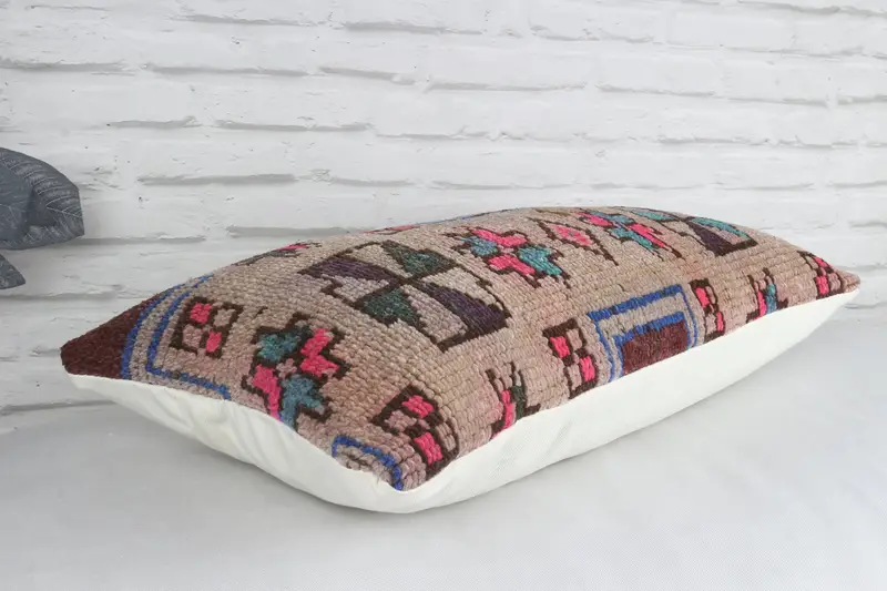 Interior Designer Pillow, 12x24 Beige Pillow, Anatolian Pillow Case, Pillow, Neutral Throw Pillow Case, Kilim Pillow Cover, Handmade Kilim Cushion - 7