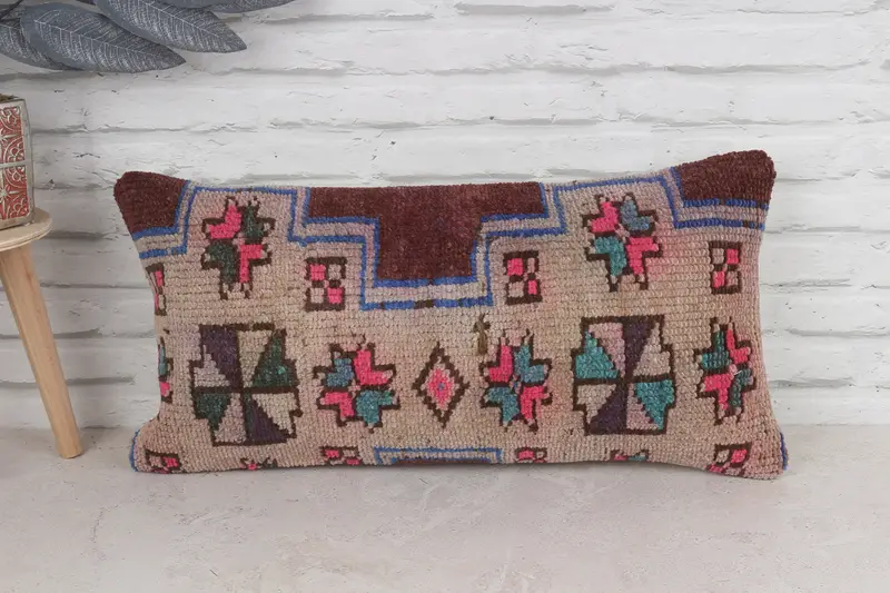 Interior Designer Pillow, 12x24 Beige Pillow, Anatolian Pillow Case, Pillow, Neutral Throw Pillow Case, Kilim Pillow Cover, Handmade Kilim Cushion - 1