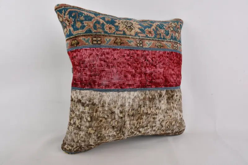 Throw Kilim Pillow, Handmade Kilim Cushion, Cushion Cover, 24x24 Red Pillow Cover, Tapestry Pillow Cover, Boho Pillow Sham Cover - 2