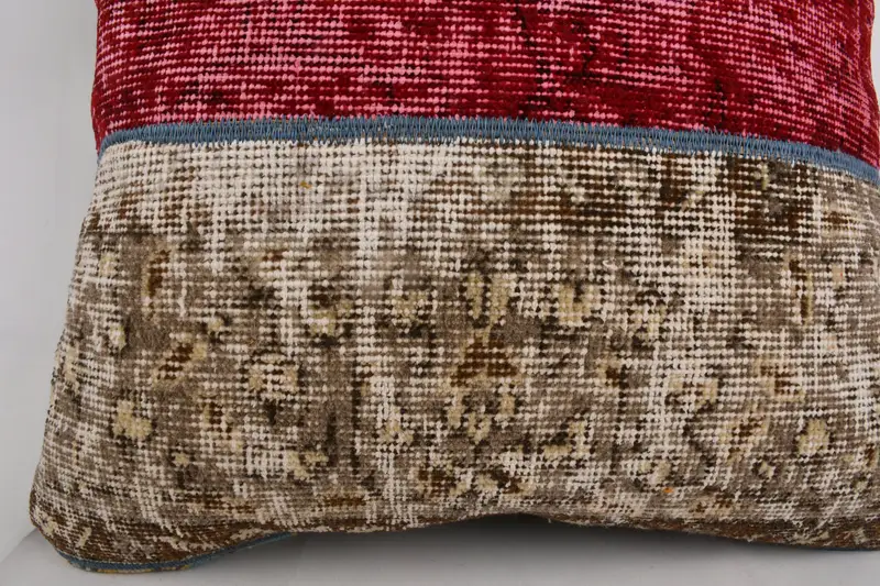 Throw Kilim Pillow, Handmade Kilim Cushion, Cushion Cover, 24x24 Red Pillow Cover, Tapestry Pillow Cover, Boho Pillow Sham Cover - 4
