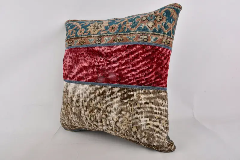 Throw Kilim Pillow, Handmade Kilim Cushion, Cushion Cover, 24x24 Red Pillow Cover, Tapestry Pillow Cover, Boho Pillow Sham Cover - 3