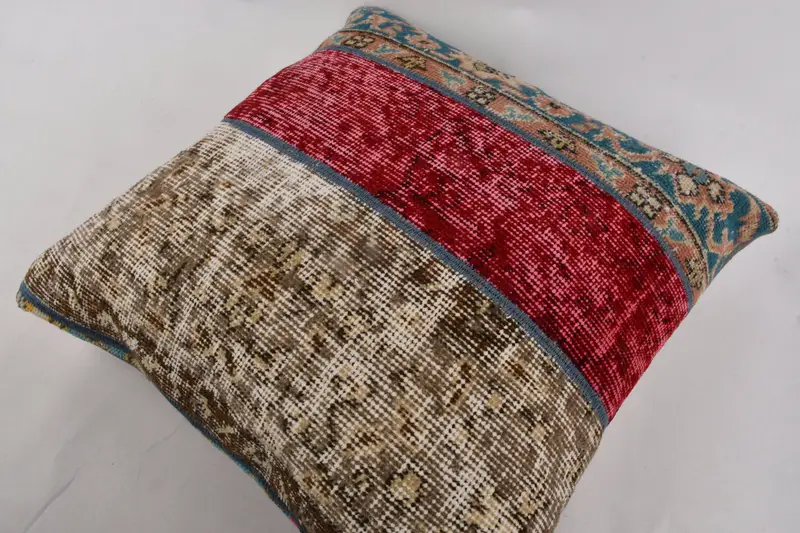Throw Kilim Pillow, Handmade Kilim Cushion, Cushion Cover, 24x24 Red Pillow Cover, Tapestry Pillow Cover, Boho Pillow Sham Cover - 6