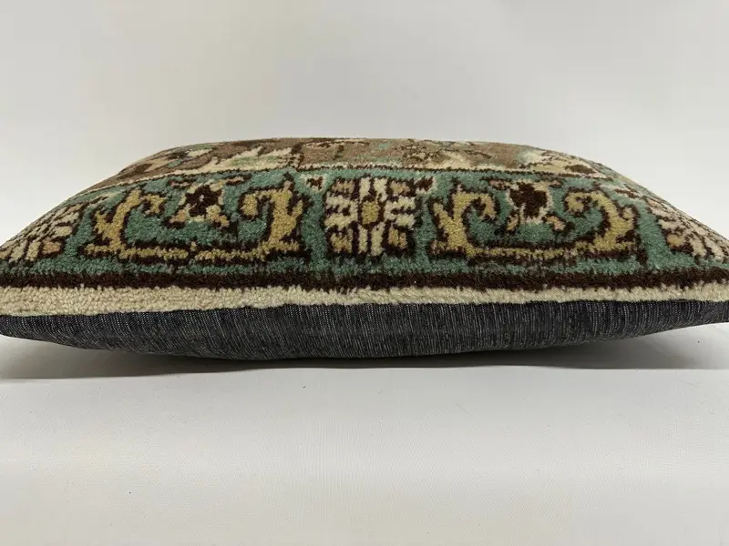 Brown & Beige Floral Embroidered Pillow, 12x20 Inches Size Pillow - 5