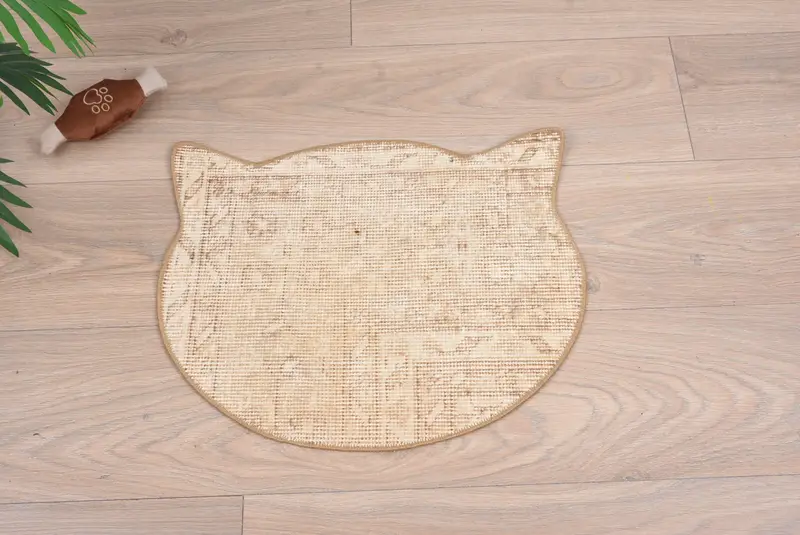 ボヘミアン ベージュ & ブラウン ラウンド ウール プレースマット、伝統的なパターンのプレースマット