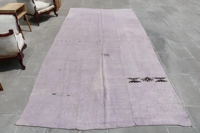 5.9x12.3 ft Rug, Vintage Turkish Rug, Pink Oriental Wool Rug - 1