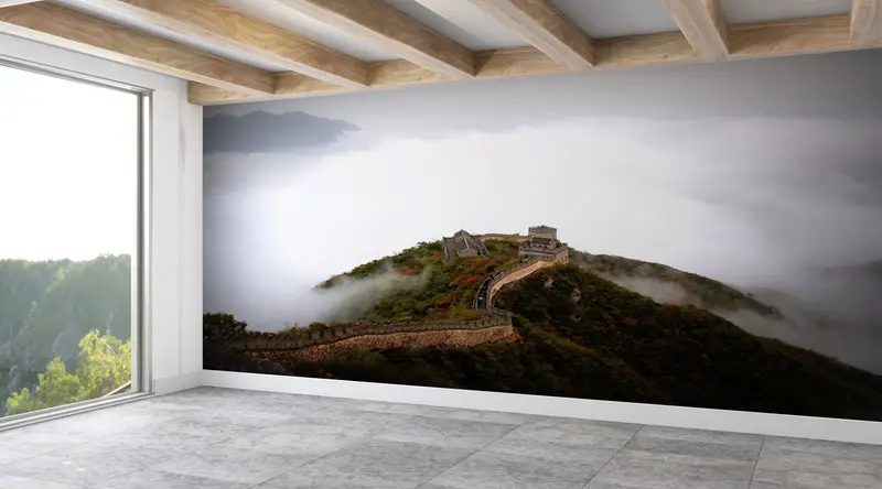 3d Wall Paper,Paper Wall Art ,Modern Wall Paper,Great Wall of China,Nature Landscape Wall Painting,Mountain Landscape Wall Painting, - 2