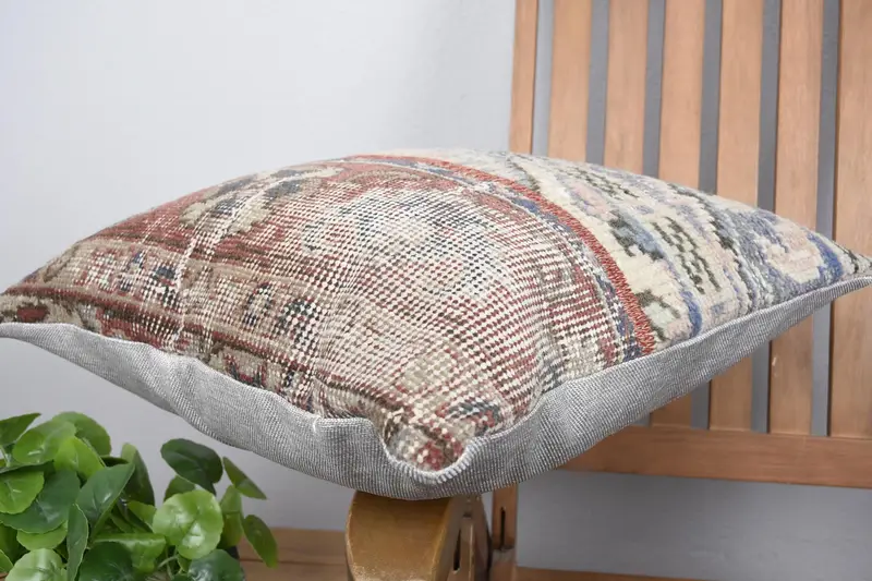 18x18 Blue Cushion Case, Handmade Kilim Cushion, Pillow Case, Ethnical Kilim Rug Pillow, Vintage Pillow, Colorful Pillow Cover - 6