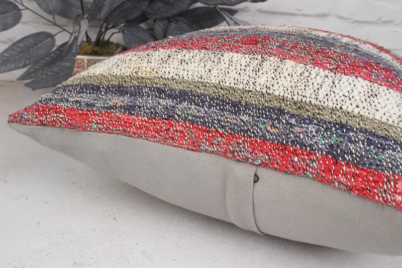 Ethnic Throw Pillow Cover, Kilim Cushion Sham, Ethnical Kilim Rug Pillow, Colorful Cushion Cover, 20x20 Red Cushion Case, Kilim Pillow, Pillow Cover - 7