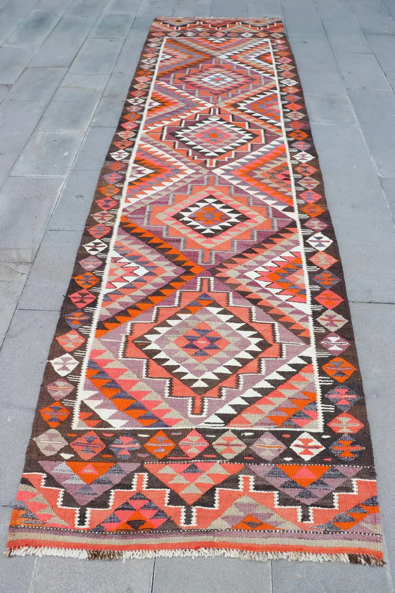 Turuncu Güneybatı Halısı, 3,3x12,7 ft Canlı Dekor