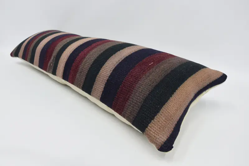 Colorful Pillow Cover, Vintage Pillow, Pillow for Couch, Ethnical Kilim Rug Pillow, Outdoor Throw Pillow Case, Pillow Sham, 12x36 Blue Pillow Case - 5