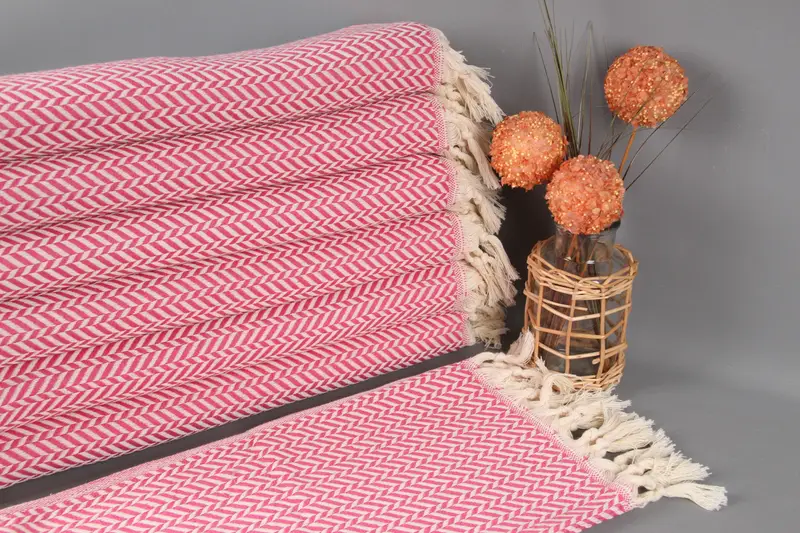 Turkish Tea Towel Personalized Organic Cotton Fuchsia, 18x36 Inches