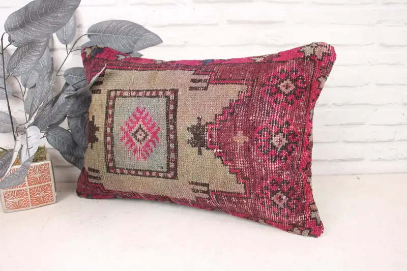 Turkish Pillow, Throw Kilim Pillow, Cushion Case, Pastel Cushion Cover, 16x24 Pink Cushion Cover, Comfy Throw Pillow, Pillow for Sofa - 4