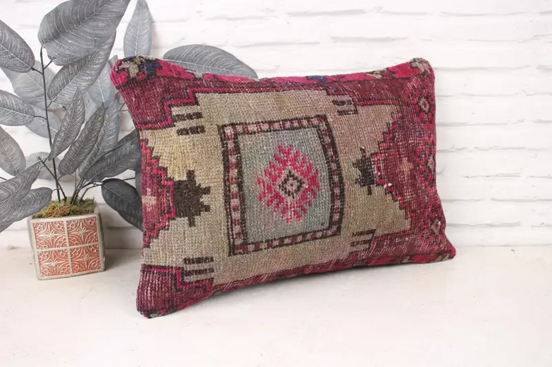 Turkish Pillow, Throw Kilim Pillow, Cushion Case, Pastel Cushion Cover, 16x24 Pink Cushion Cover, Comfy Throw Pillow, Pillow for Sofa - 3
