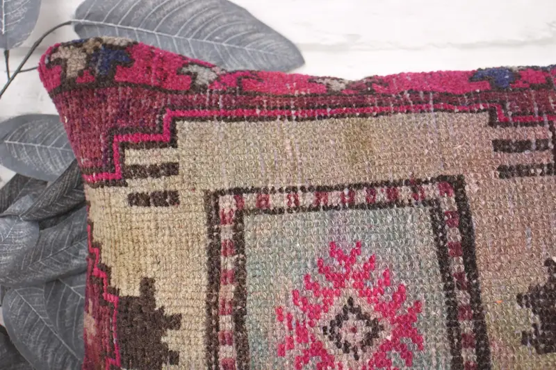 Turkish Pillow, Throw Kilim Pillow, Cushion Case, Pastel Cushion Cover, 16x24 Pink Cushion Cover, Comfy Throw Pillow, Pillow for Sofa - 2