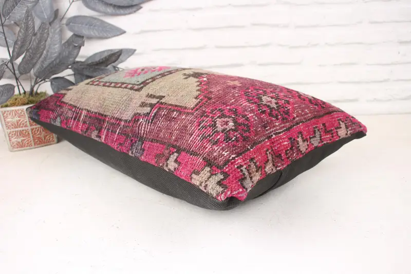 Turkish Pillow, Throw Kilim Pillow, Cushion Case, Pastel Cushion Cover, 16x24 Pink Cushion Cover, Comfy Throw Pillow, Pillow for Sofa - 6