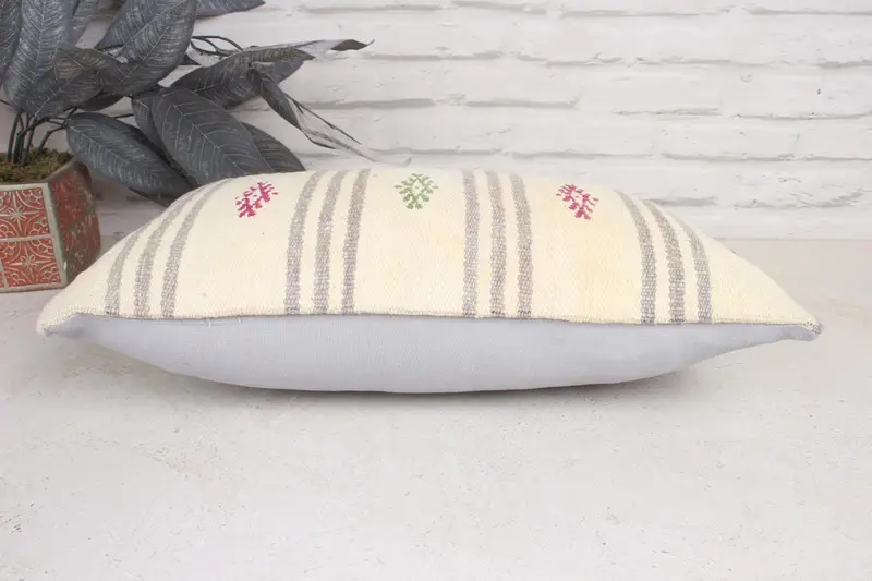 Toss Pillow Sham, Pillow, Kilim Pillow, Vintage Kilim Throw Pillow, 12x20 White Pillow Sham, Throw Kilim Pillow, Toss Pillow - 5