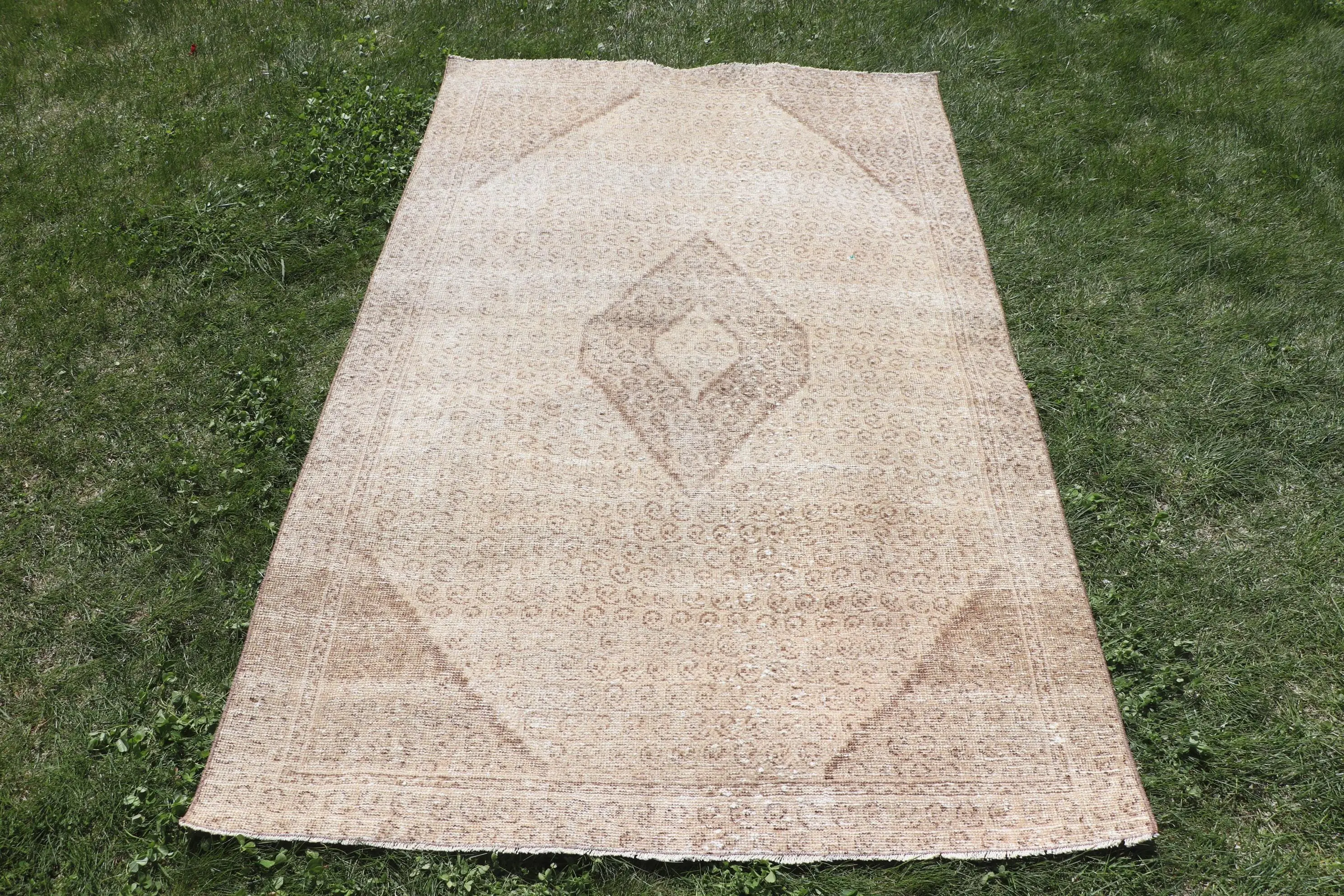 4x6.5 ft Vintage Halı, Kilim, Kahverengi Güneybatı Halı Yün - 1
