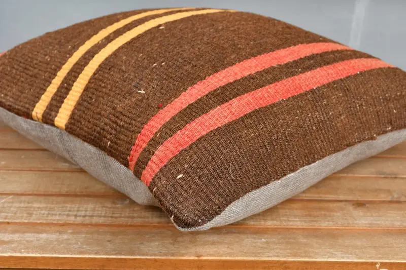 Vintage Pillow, 18x18 Brown Pillow Sham, Bolster Cushion Cover, Wholesale Pillow Sham, Pillow Sham, Gift Pillow, Vintage Kilim Throw Pillow - 4