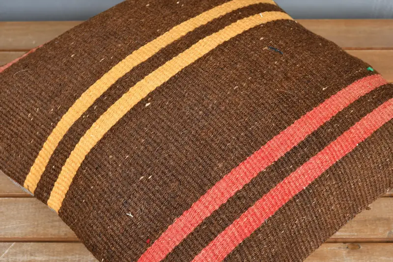 Vintage Pillow, 18x18 Brown Pillow Sham, Bolster Cushion Cover, Wholesale Pillow Sham, Pillow Sham, Gift Pillow, Vintage Kilim Throw Pillow - 3