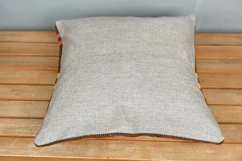 Vintage Pillow, 18x18 Brown Pillow Sham, Bolster Cushion Cover, Wholesale Pillow Sham, Pillow Sham, Gift Pillow, Vintage Kilim Throw Pillow - 5