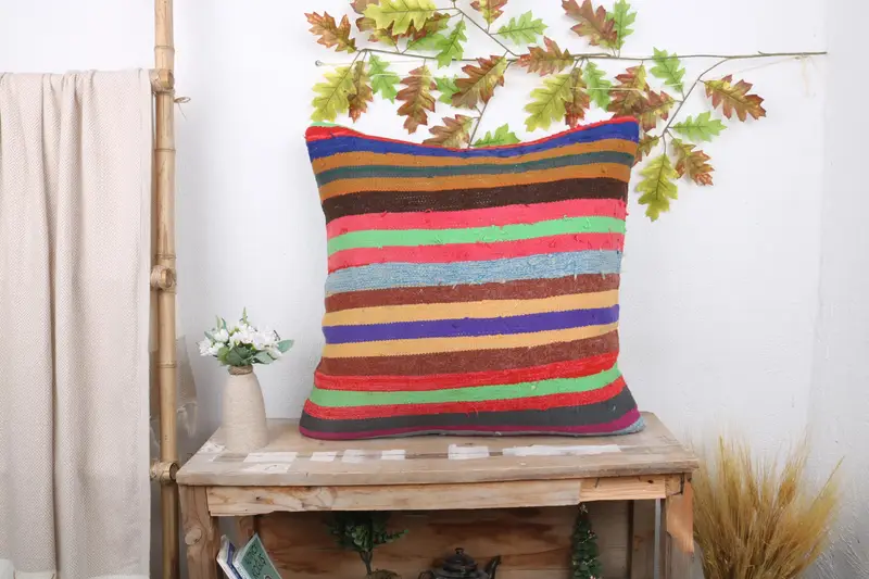 Antique Pillows, Pillow Cover, Lounge Throw Cushion Cover, Seat Cushion Case, 24x24 Blue Pillow Sham, Kilim Cushion Sham, Pillow for Couch - 1