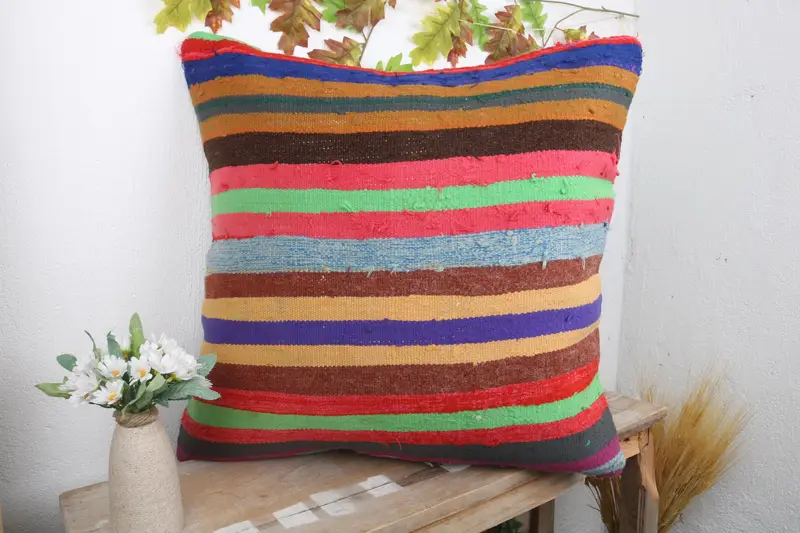 Antique Pillows, Pillow Cover, Lounge Throw Cushion Cover, Seat Cushion Case, 24x24 Blue Pillow Sham, Kilim Cushion Sham, Pillow for Couch - 4