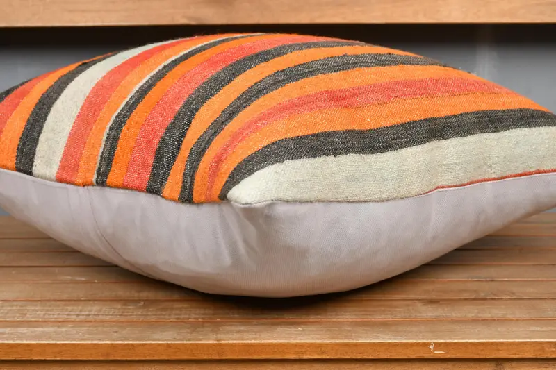 20x20 Orange Cushion Cover, Home Decor Pillow, Vintage Kilim Throw Pillow, Cushion Cover, Antique Pillows, Aesthetic Pillow Case - 4