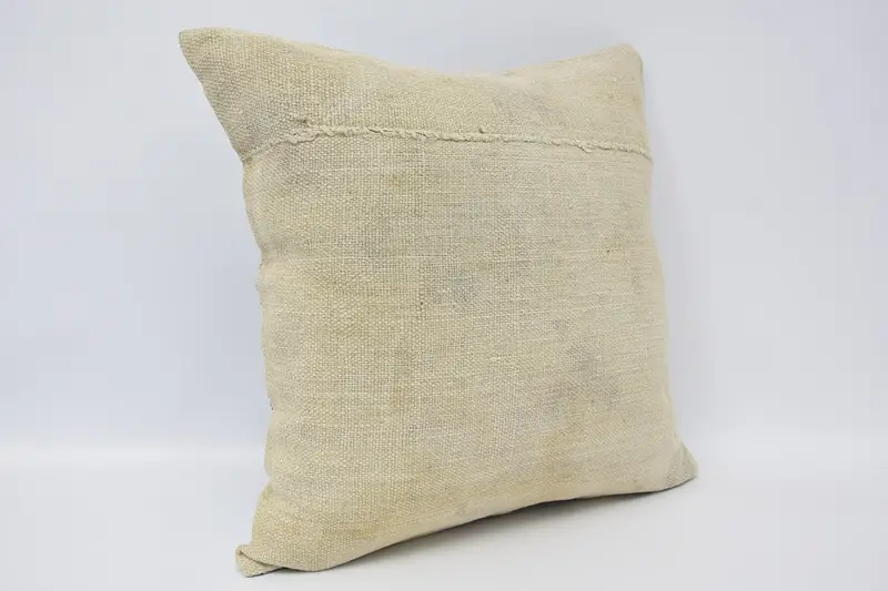 Boho Pillow, Handwoven Pillow Sham, Ethnical Kilim Rug Pillow, Pillow, Kilim Pillow Cover, 18x18 Beige Cushion, Aztec Cushion Cover - 3