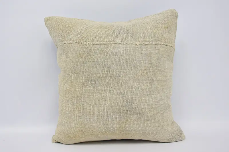 Boho Pillow, Handwoven Pillow Sham, Ethnical Kilim Rug Pillow, Pillow, Kilim Pillow Cover, 18x18 Beige Cushion, Aztec Cushion Cover - 1