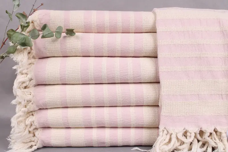 Wedding Gift Pink Peshtemal Towel, Organic Cotton, 34x71 Inches