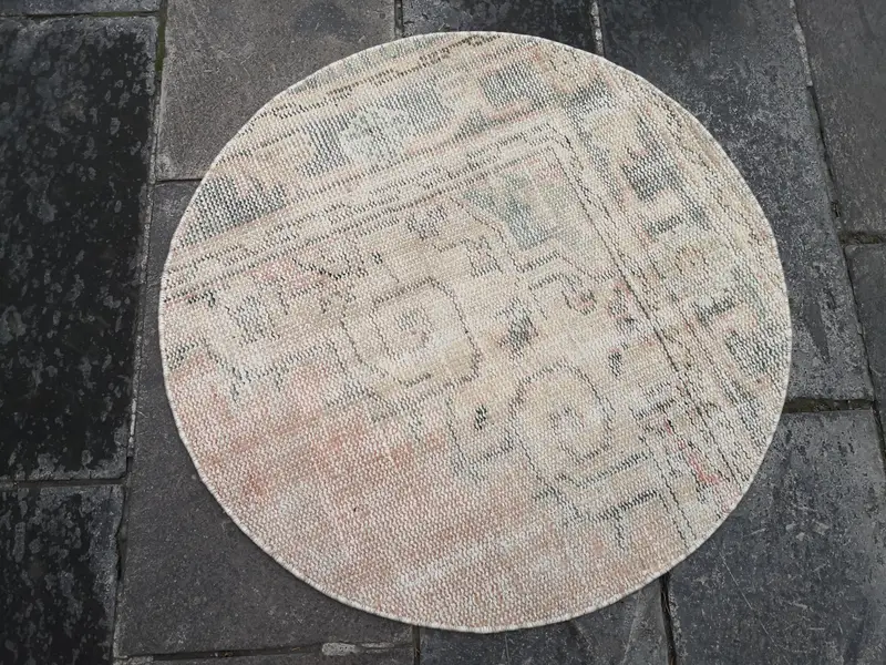 Grauer Orientteppich, 2,75 x 2,75 Fuß, elegantes Dekor