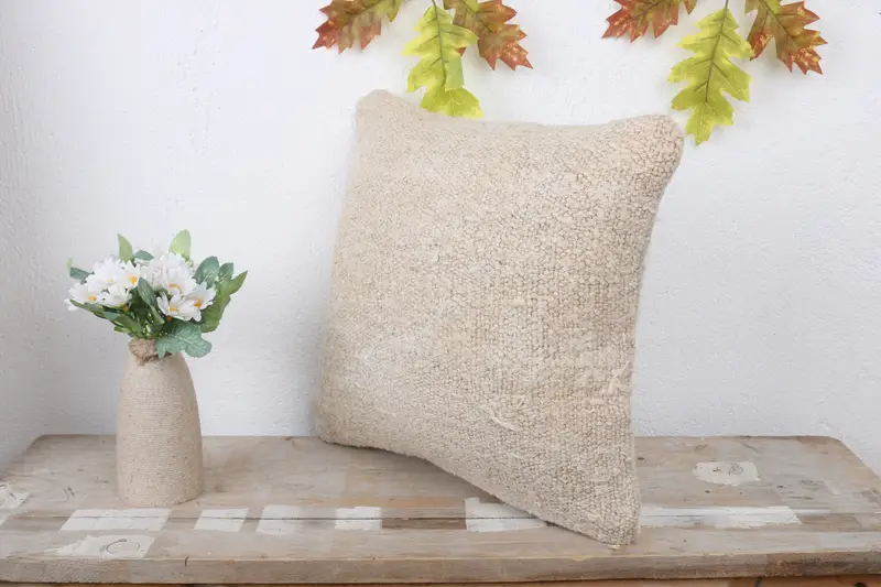 Antique Pillows, Turkish Rugs Pillow Case, Ethnic Pillow, Cushion Cover, Handmade Kilim Cushion, Kilim Pillow Cover, 14x14 White Pillow - 4