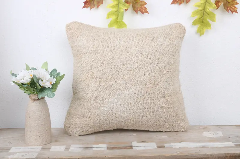 Antique Pillows, Turkish Rugs Pillow Case, Ethnic Pillow, Cushion Cover, Handmade Kilim Cushion, Kilim Pillow Cover, 14x14 White Pillow - 2