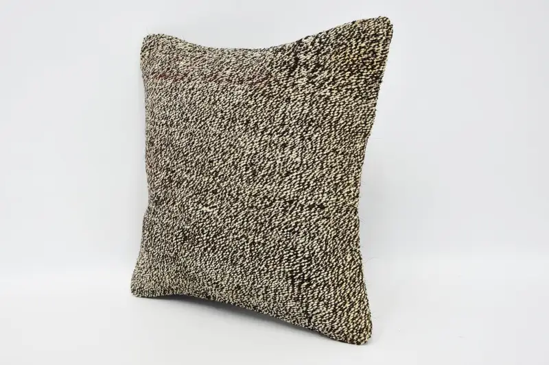Turkish Kilim Pillow, Car Cushion Cover, 12x12 Brown Cushion Case, Boho Pillow, Pillow Case, Vintage Kilim Throw Pillow, Rustic Cushion Cover - 4