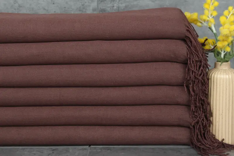 Bridal Shower Gift Turkish Pashmina Brown Cotton Scarf, 28x67 Inches