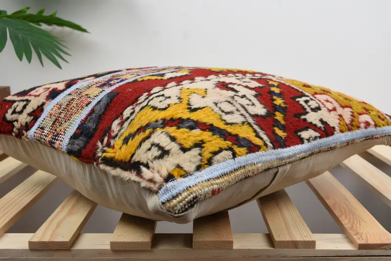 18x18 Red Pillow Case, Cotton Cushion Cover, Handmade Kilim Cushion, Antique Pillows, Pillow for Sofa, Christmas Pillow Sham, Pillow Sham - 4