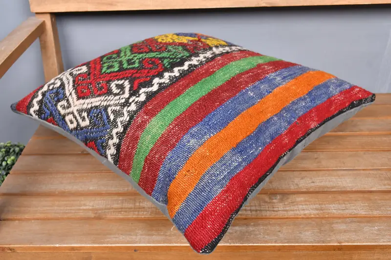 Antique Pillows, Pillow, Vintage Kilim Throw Pillow, Aztec Cushion Cover, 20x20 Red Cushion Cover, Throw Kilim Pillow, Sofa Bolster Pillow Sham - 2