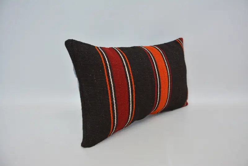 Outdoor Bolster Pillow, Nomadic Pillow Cover, 12x20 Brown Pillow Sham, Pillow for Sofa, Vintage Kilim Throw Pillow, Throw Kilim Pillow, Pillow Cover - 3