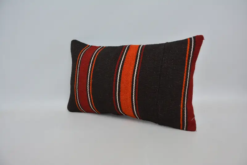 Outdoor Bolster Pillow, Nomadic Pillow Cover, 12x20 Brown Pillow Sham, Pillow for Sofa, Vintage Kilim Throw Pillow, Throw Kilim Pillow, Pillow Cover - 4