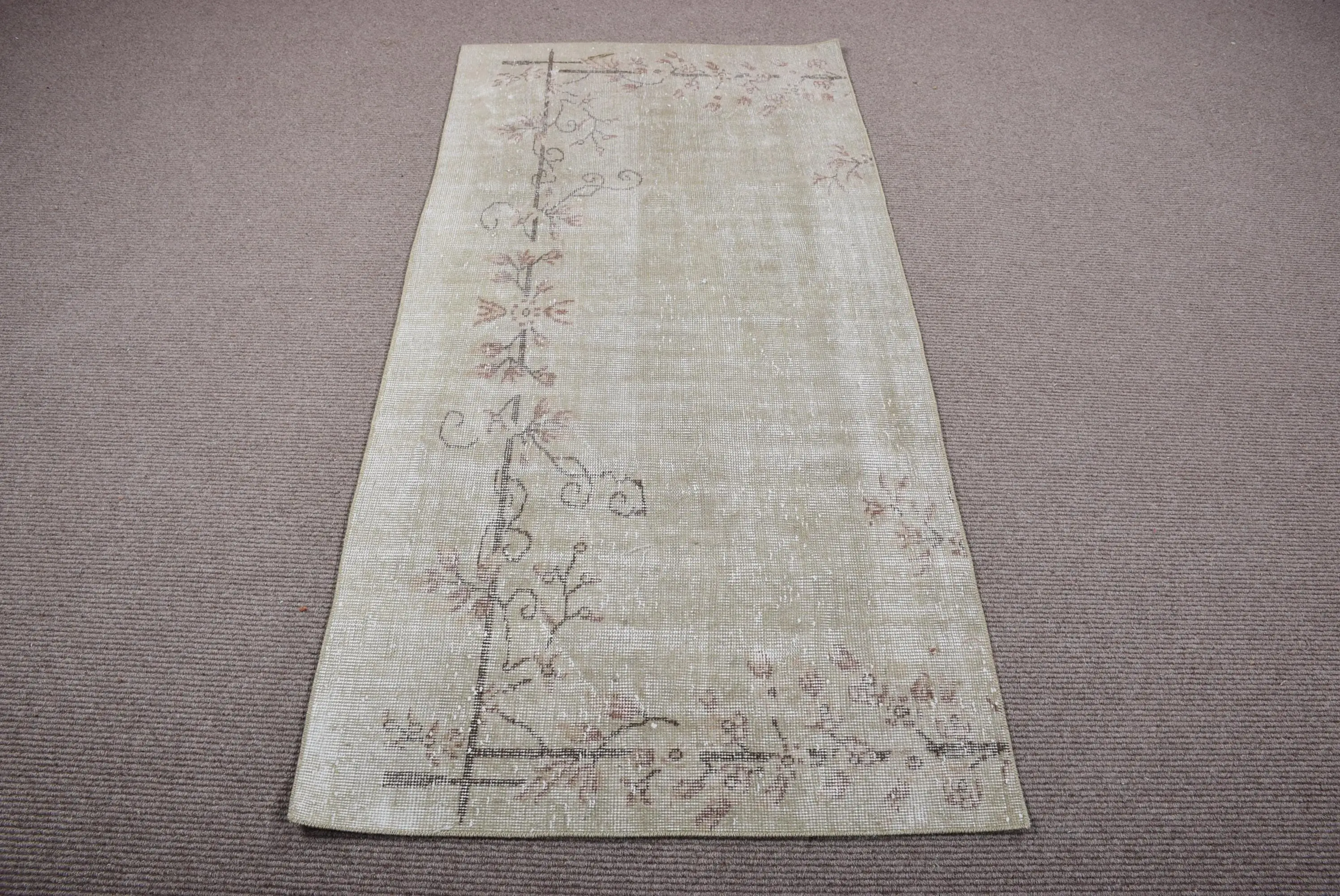 Türk Vintage Halısı 3x6,2 ft (91x189 cm), Gri Yün Halı - 1