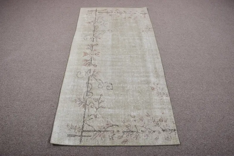 Elegante alfombra persa verde, decoración elegante para el hogar de 3x6 pies